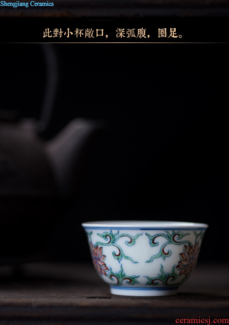 Hand painted blue and white agate red exposure cup sample tea cup of jingdezhen ceramic kung fu tea tea service master cup by hand