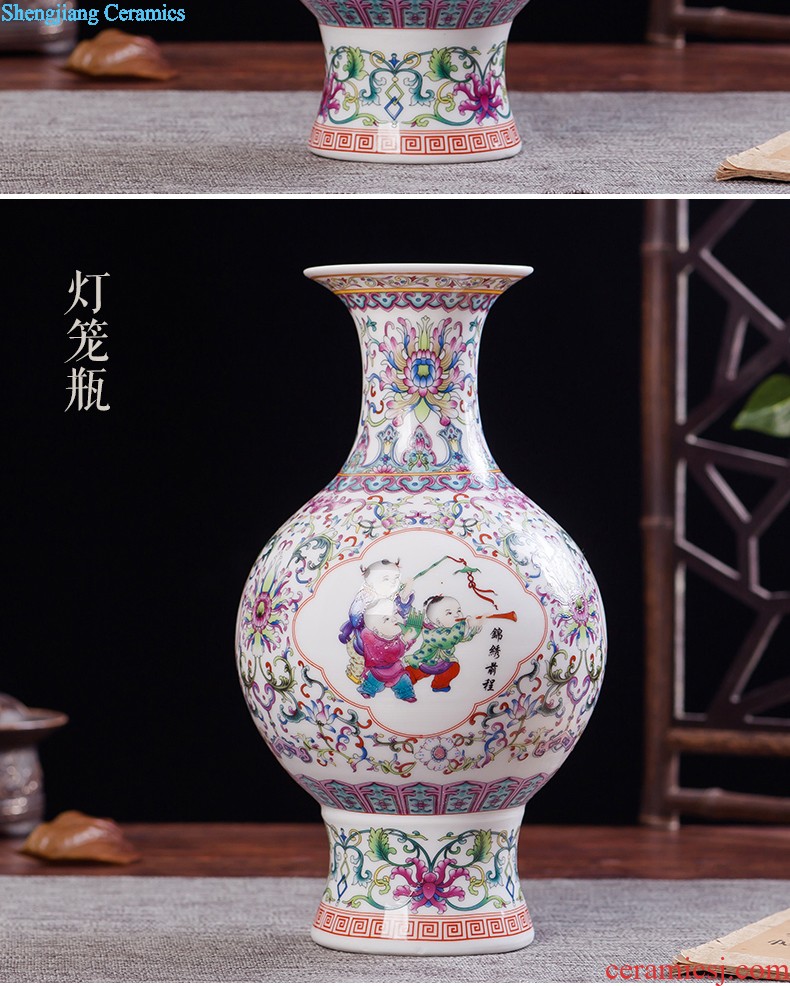 JingLongXuan jingdezhen ceramics Colored enamel vase Modern household adornment handicraft furnishing articles in the living room