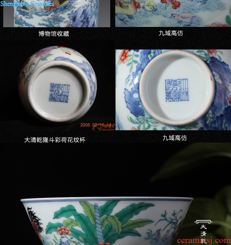 Nine domain qing qianlong blue bucket color and figure chicken stripes jingdezhen porcelain brush pot manual archaize chicken with cylinder cup