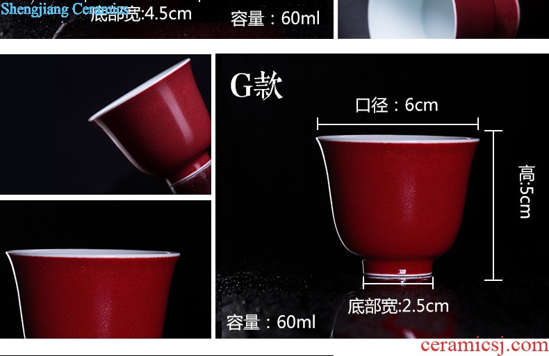 Master kung fu tea sample tea cup cup single cup personal cup tea cups of jingdezhen blue and white agate red plantain