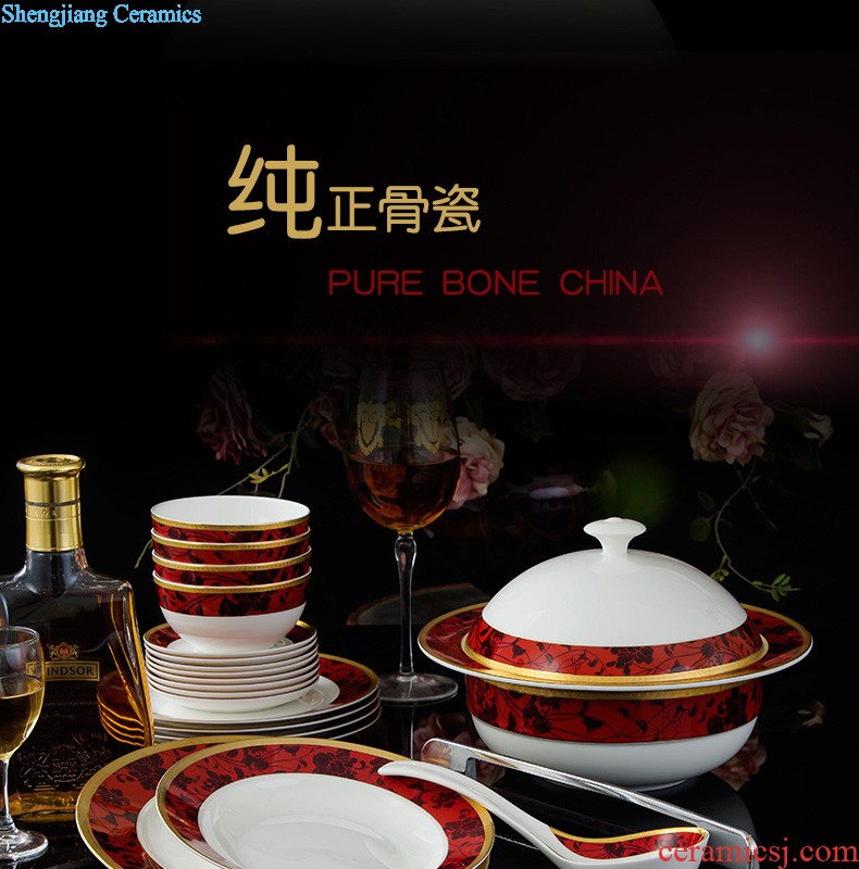 Home dishes suit High-grade bone China tableware jingdezhen ceramic bowl chopsticks nine domain suit European dishes porcelain