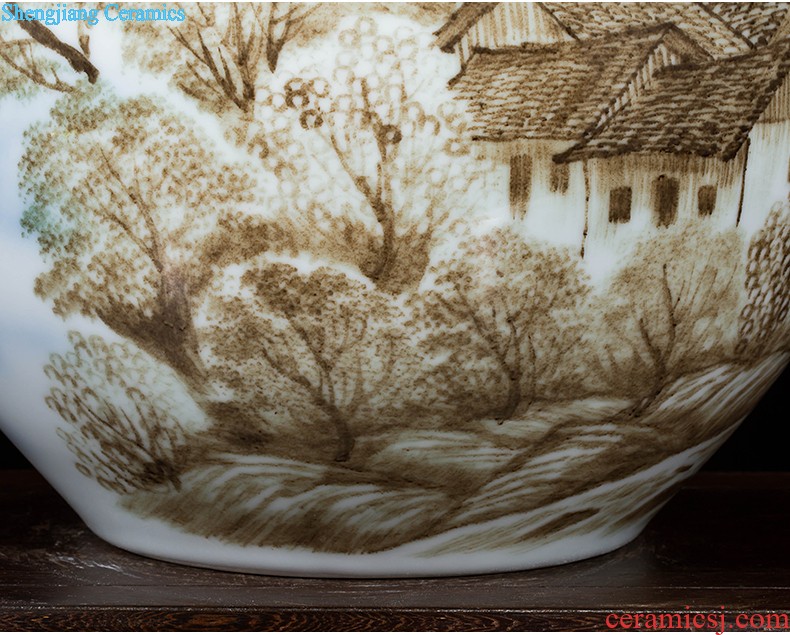 Jingdezhen ceramics furnishing articles household decorations hanging dish sitting room ark large Chinese arts and crafts decorative plate