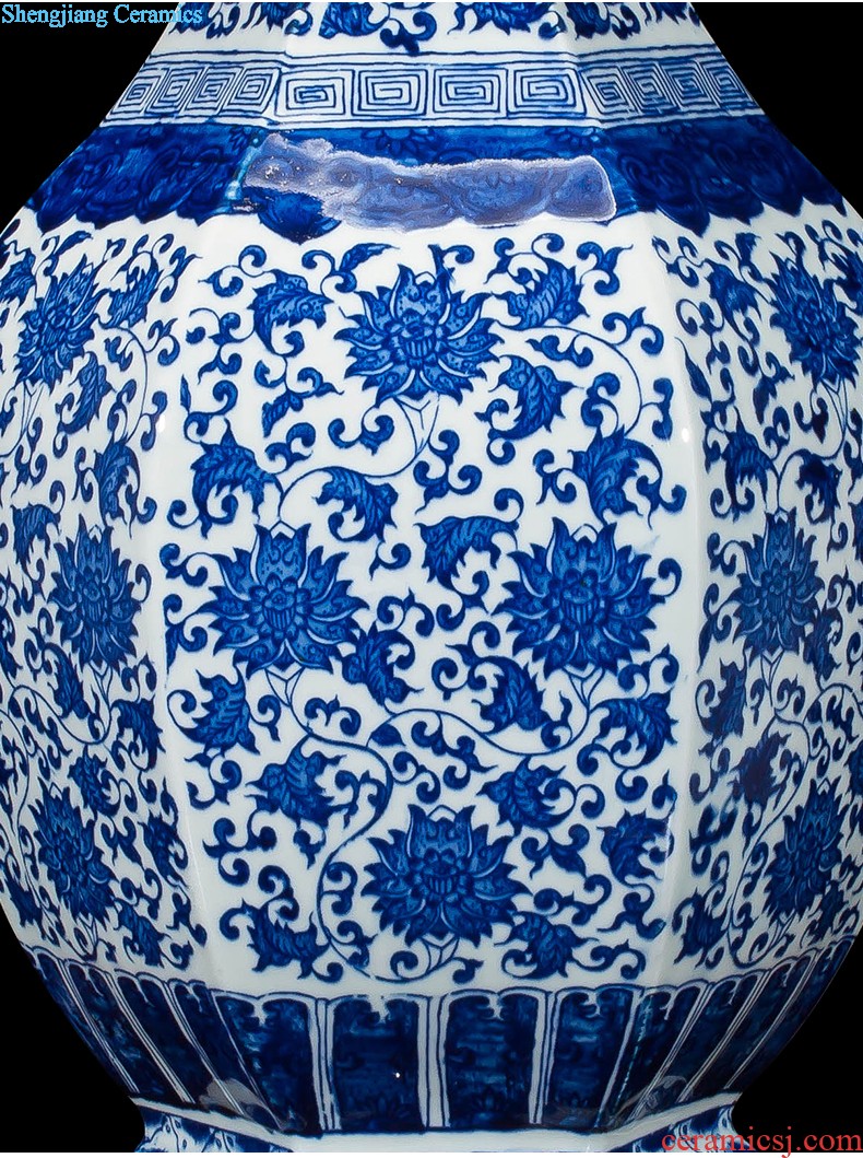 Jingdezhen ceramics vase antique blue-and-white large flower arranging new porch sitting room of Chinese style household act the role ofing is tasted furnishing articles