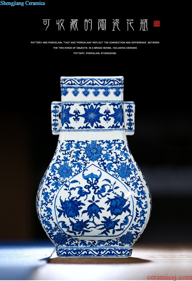 Jingdezhen ceramics vase antique blue-and-white large flower arranging new porch sitting room of Chinese style household act the role ofing is tasted furnishing articles