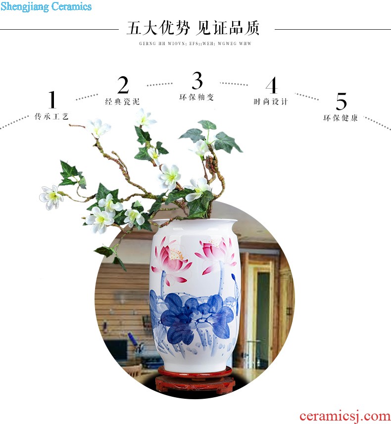 Contracted and contemporary jingdezhen ceramics vase carve shadow green rich ancient frame wine sitting room adornment home furnishing articles