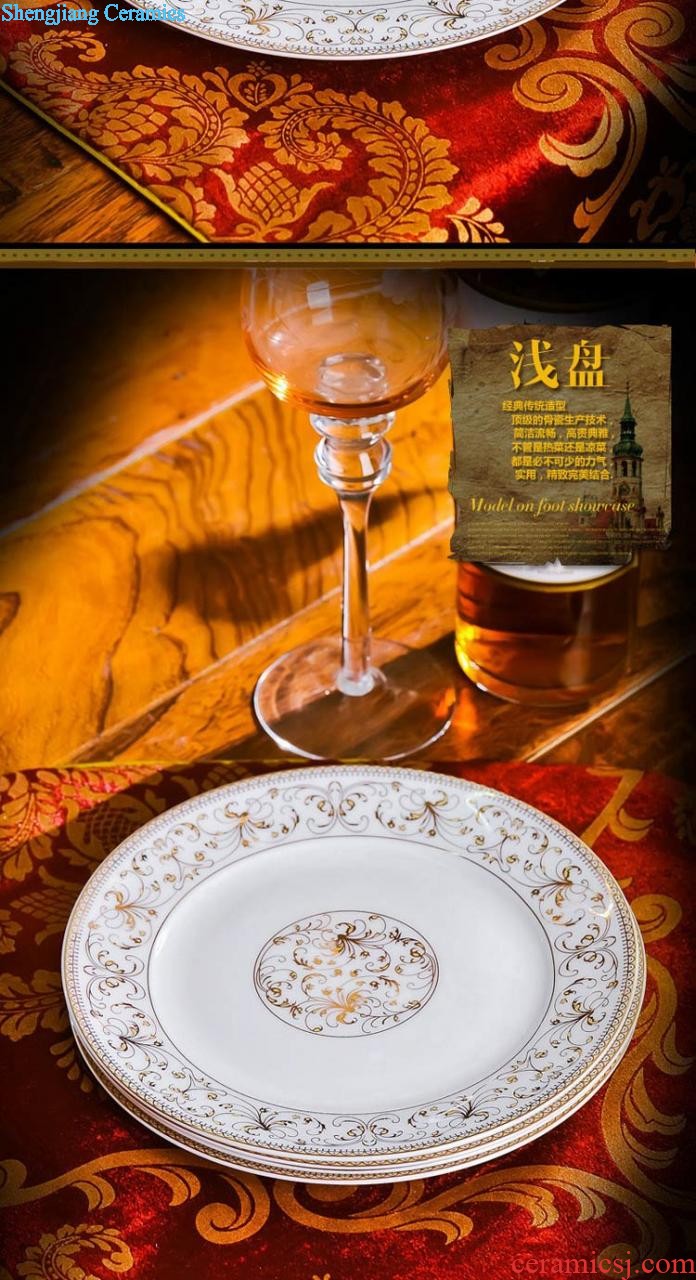 Big plate nine domain Chinese jingdezhen porcelain dish dish dish steak dish bone ceramics 10 inch flat tray plates