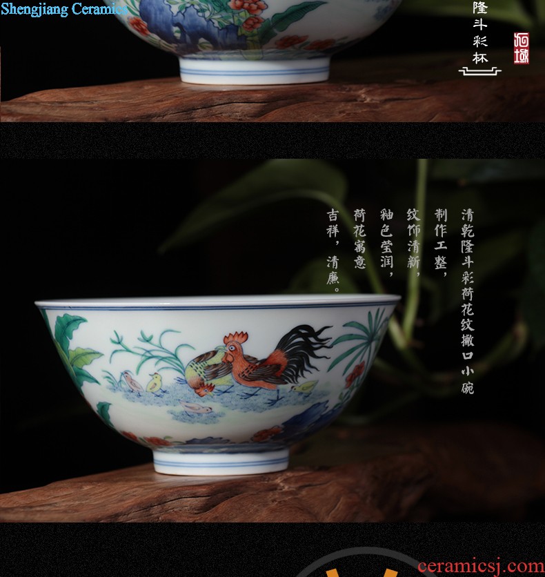 Nine domain qing qianlong blue bucket color and figure chicken stripes jingdezhen porcelain brush pot manual archaize chicken with cylinder cup