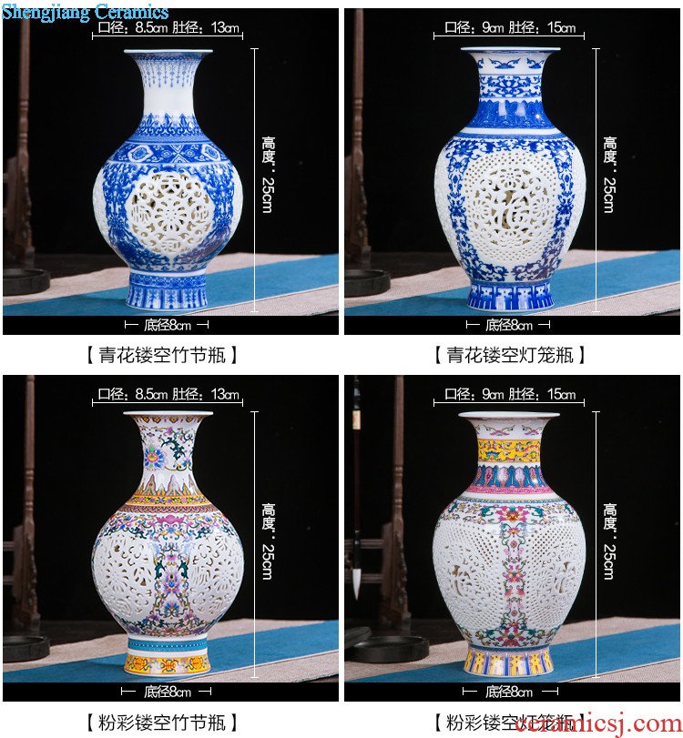 Jingdezhen ceramic knife clay hand-painted vases, flower arranging Chinese style household living room TV cabinet decoration handicraft furnishing articles