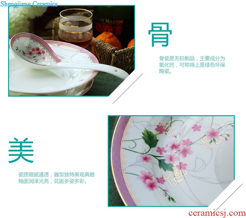 Jingdezhen 56 head Korean high-grade bone China tableware suit dish basin court to talk on ceramics