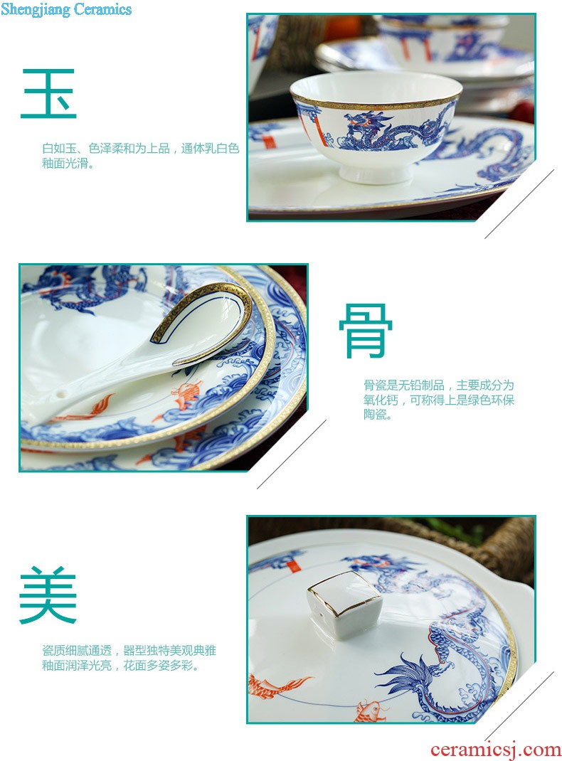 European glair jingdezhen ceramic nine domain 56 skull porcelain tableware suit Blue and white porcelain dishes consolidation