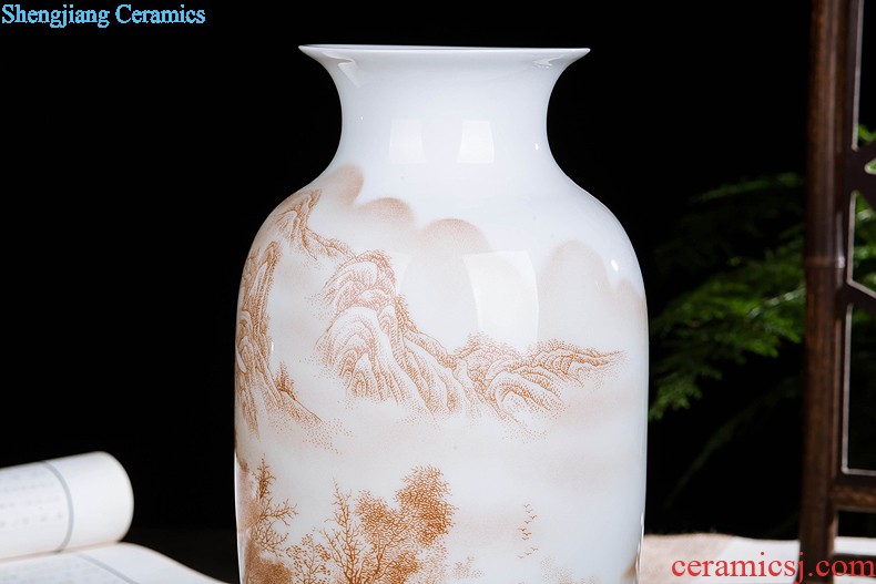 Jingdezhen ceramics vase China red peach gourd home sitting room adornment feng shui is festival furnishing articles