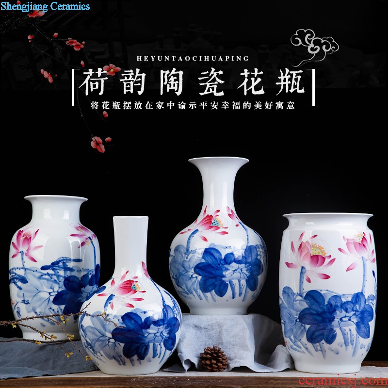 Contracted and contemporary jingdezhen ceramics vase carve shadow green rich ancient frame wine sitting room adornment home furnishing articles