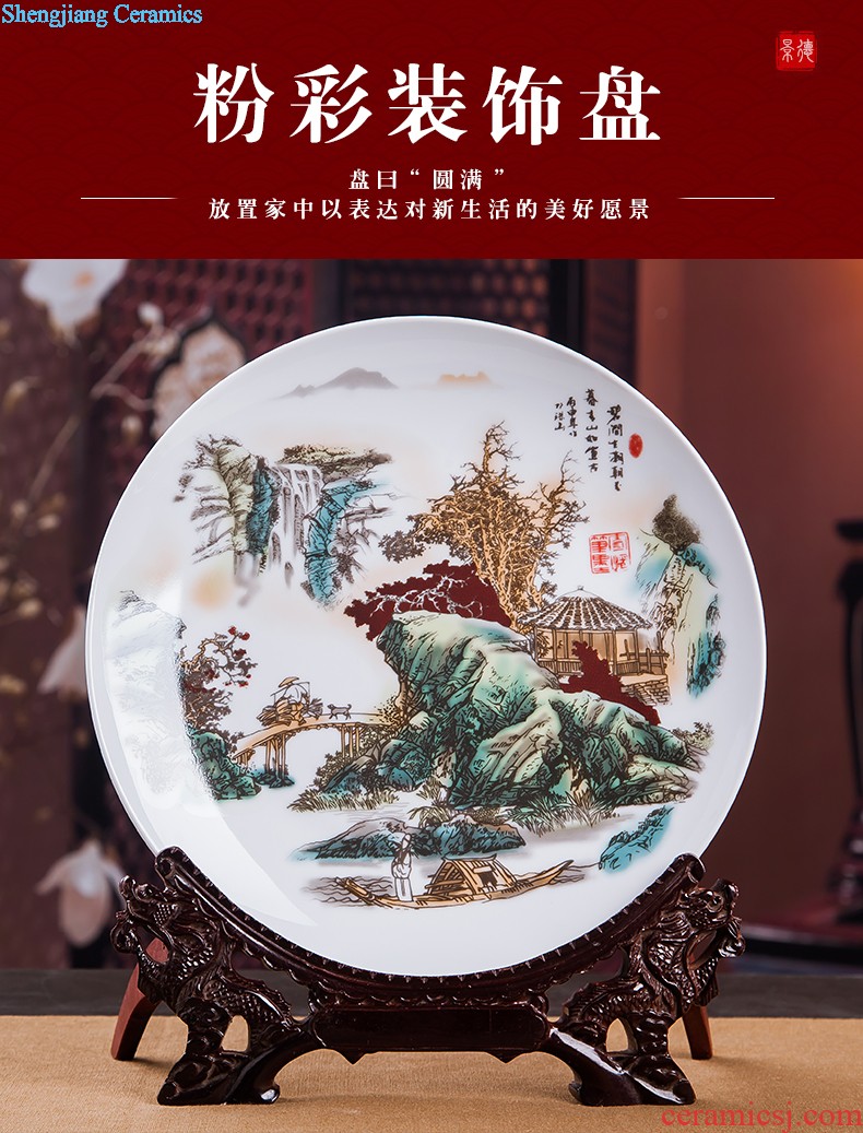 Porcelain of jingdezhen ceramics vase home sitting room place flower arranging three-piece wine plate handicraft ornament