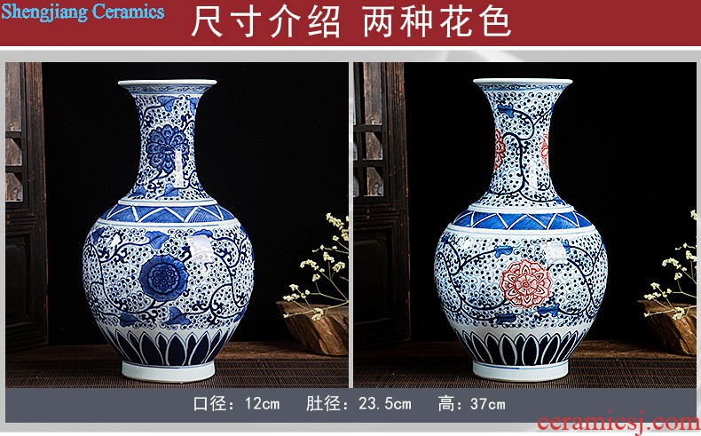 Jingdezhen ceramics big vase sitting room crafts flower arranging landing Chinese style household adornment office furnishing articles