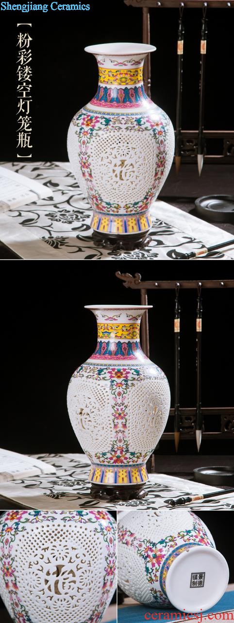 Jingdezhen ceramic knife clay hand-painted vases, flower arranging Chinese style household living room TV cabinet decoration handicraft furnishing articles