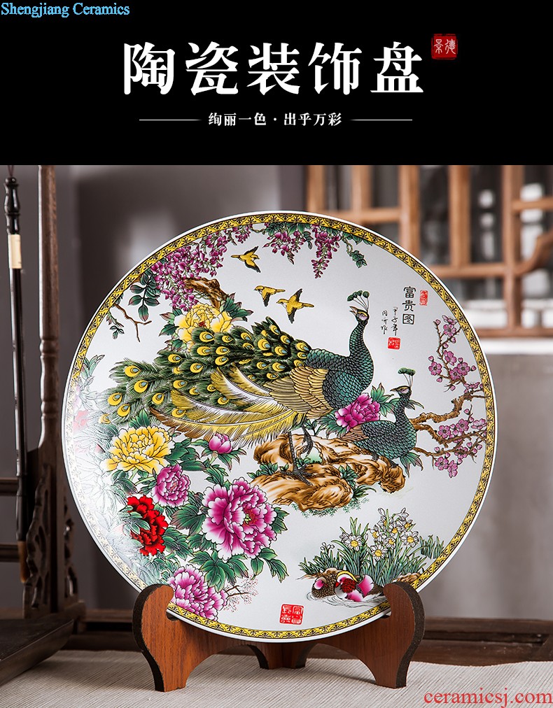 Jingdezhen ceramics furnishing articles household decorations hanging dish sitting room wine rich decorative plate Chinese arts and crafts