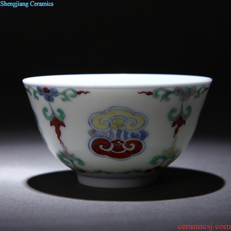 Jingdezhen ceramic nine domain color antique hand-painted porcelain dou qing qianlong sum hen bowl bowl of chicken with cylinder cup