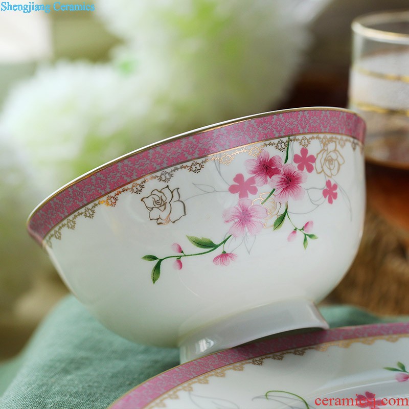 Jingdezhen 56 head Korean high-grade bone China tableware suit dish basin court to talk on ceramics