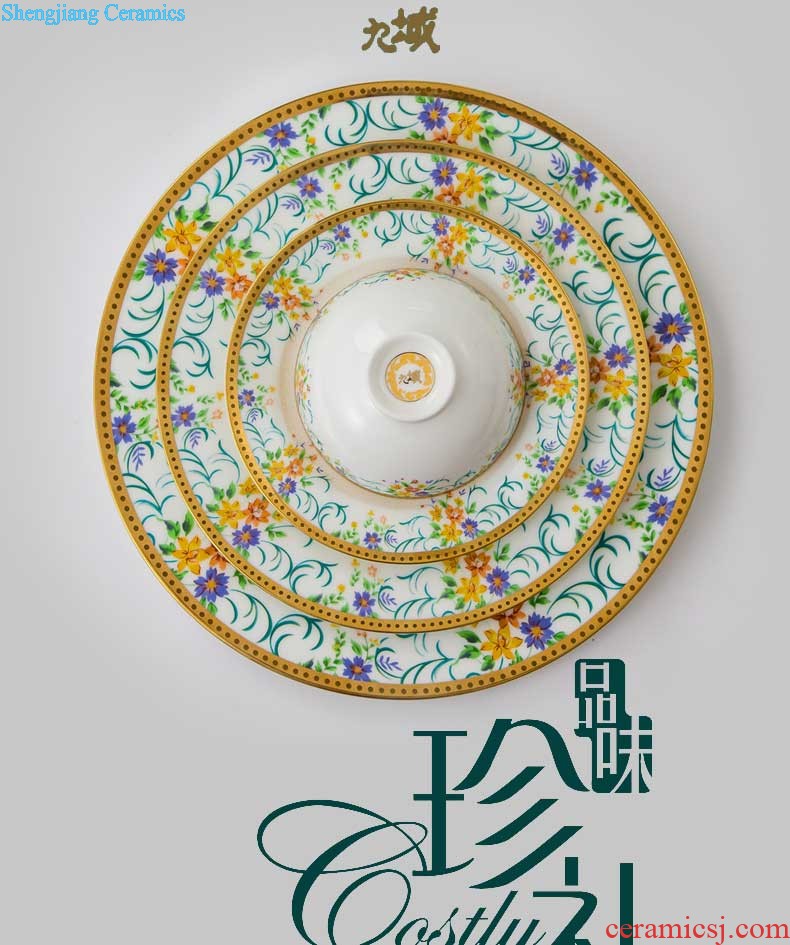 Nine domain 56 head green bone China jingdezhen porcelain tableware suit south Korean dish dish pot microwave oven