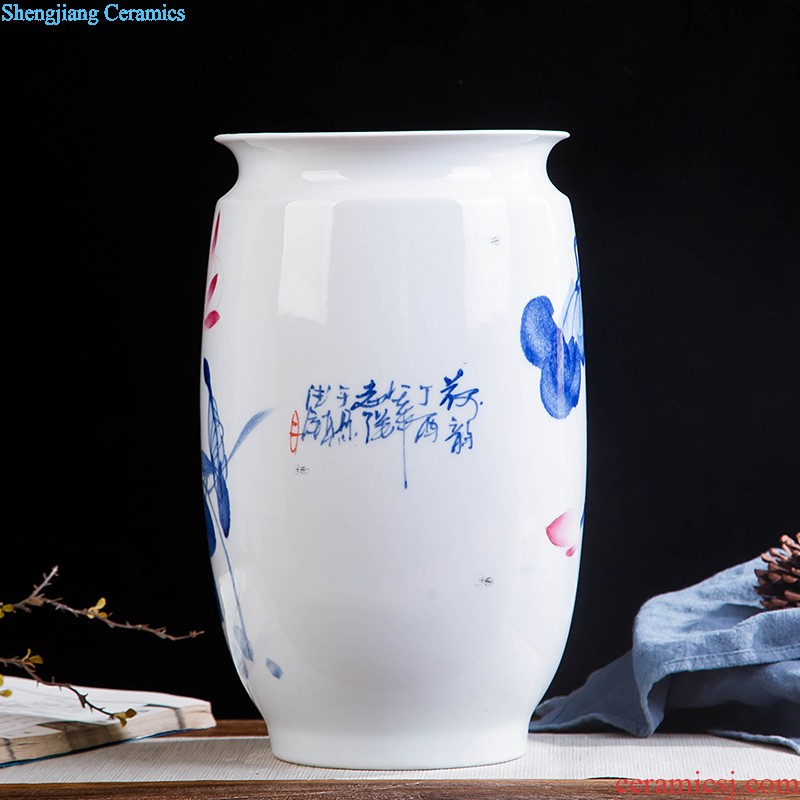 Contracted and contemporary jingdezhen ceramics vase carve shadow green rich ancient frame wine sitting room adornment home furnishing articles