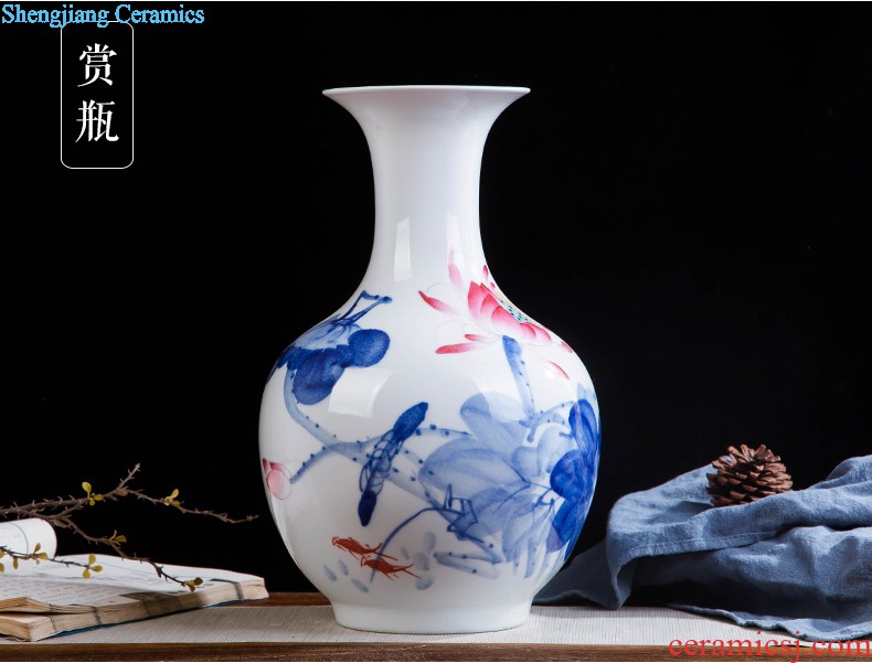 Contracted and contemporary jingdezhen ceramics vase carve shadow green rich ancient frame wine sitting room adornment home furnishing articles