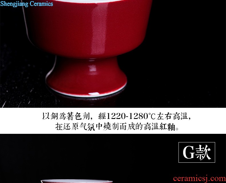 Master kung fu tea sample tea cup cup single cup personal cup tea cups of jingdezhen blue and white agate red plantain