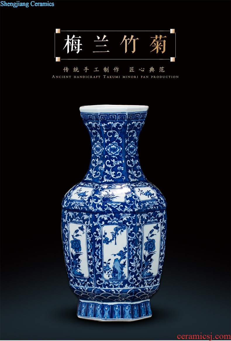 Jingdezhen ceramics vase antique blue-and-white large flower arranging new porch sitting room of Chinese style household act the role ofing is tasted furnishing articles