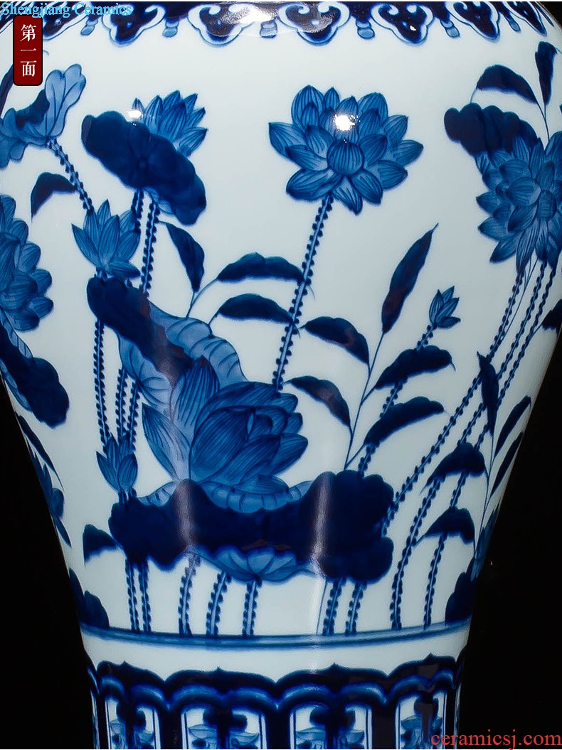 Jingdezhen ceramics vase antique blue-and-white large flower arranging new porch sitting room of Chinese style household act the role ofing is tasted furnishing articles