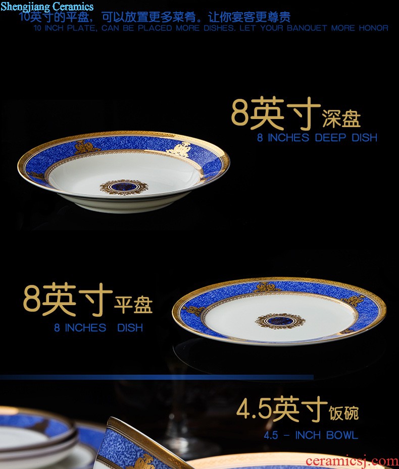 Phnom penh jingdezhen blue and white dishes suit nine domain 56 head Korean classical household daily-used porcelain tableware ceramics