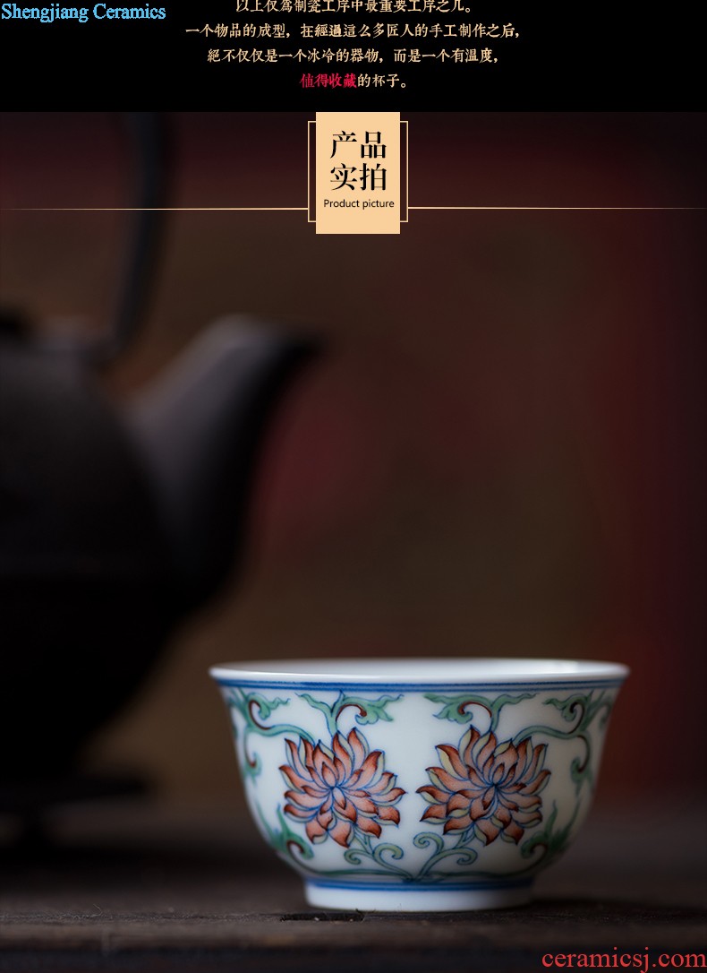 Hand painted blue and white agate red exposure cup sample tea cup of jingdezhen ceramic kung fu tea tea service master cup by hand