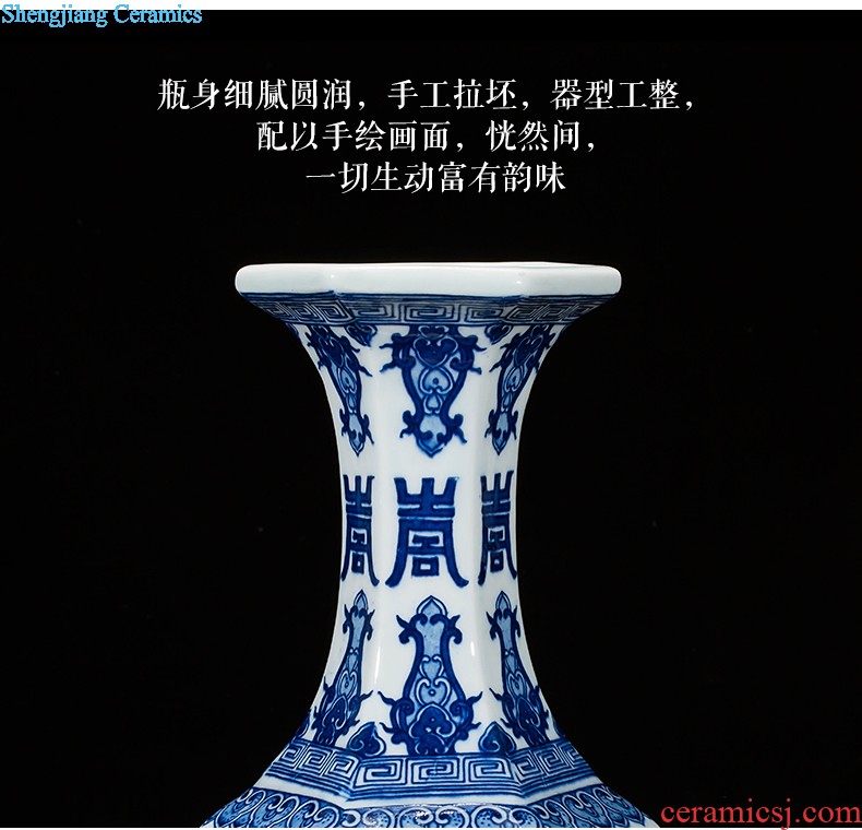 Jingdezhen ceramics vase antique blue-and-white large flower arranging new porch sitting room of Chinese style household act the role ofing is tasted furnishing articles