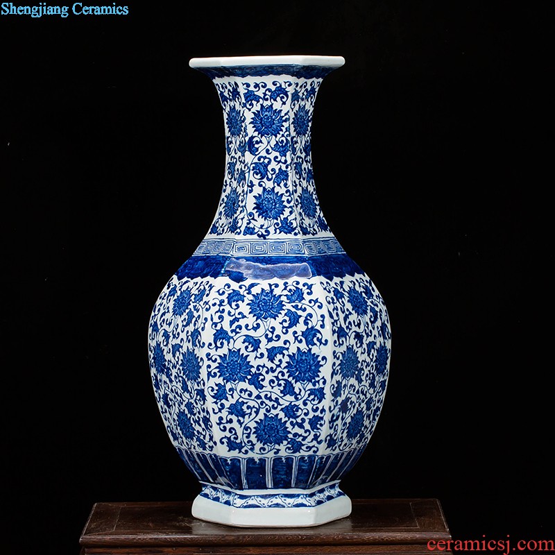 Jingdezhen ceramics vase antique blue-and-white large flower arranging new porch sitting room of Chinese style household act the role ofing is tasted furnishing articles