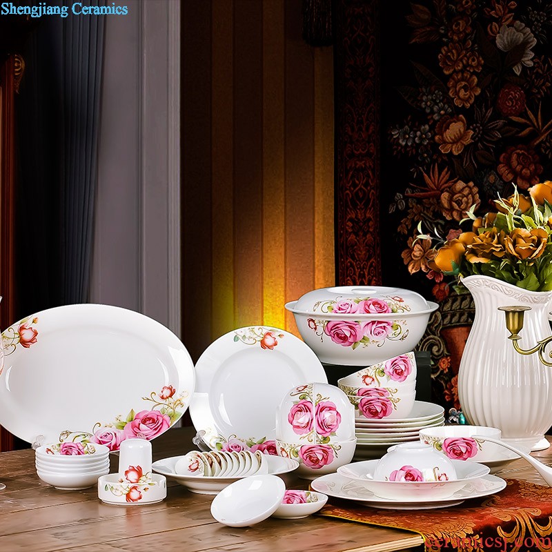 European tableware bowls jingdezhen porcelain nine domain 56 skull of a complete set of a plate Creative high-grade bone China tableware suit