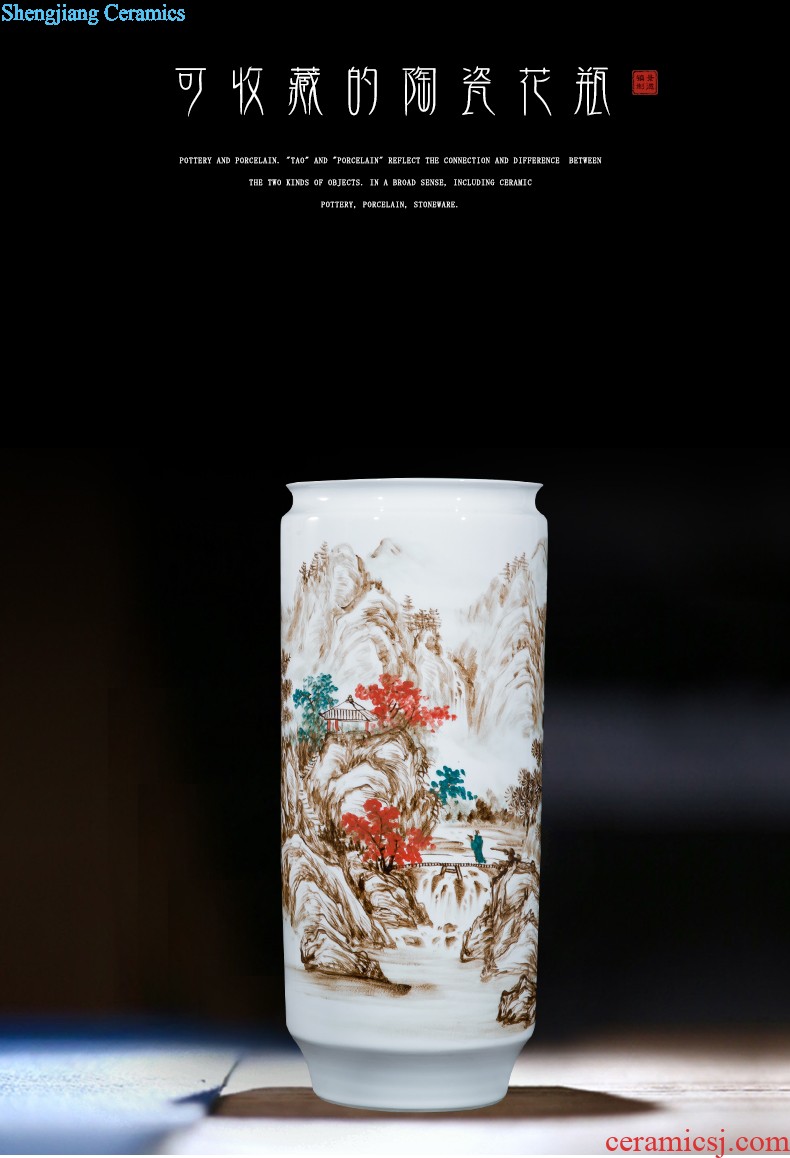 Jingdezhen ceramics by hand carve shadow dragon totem big vase villa home decoration collection furnishing articles