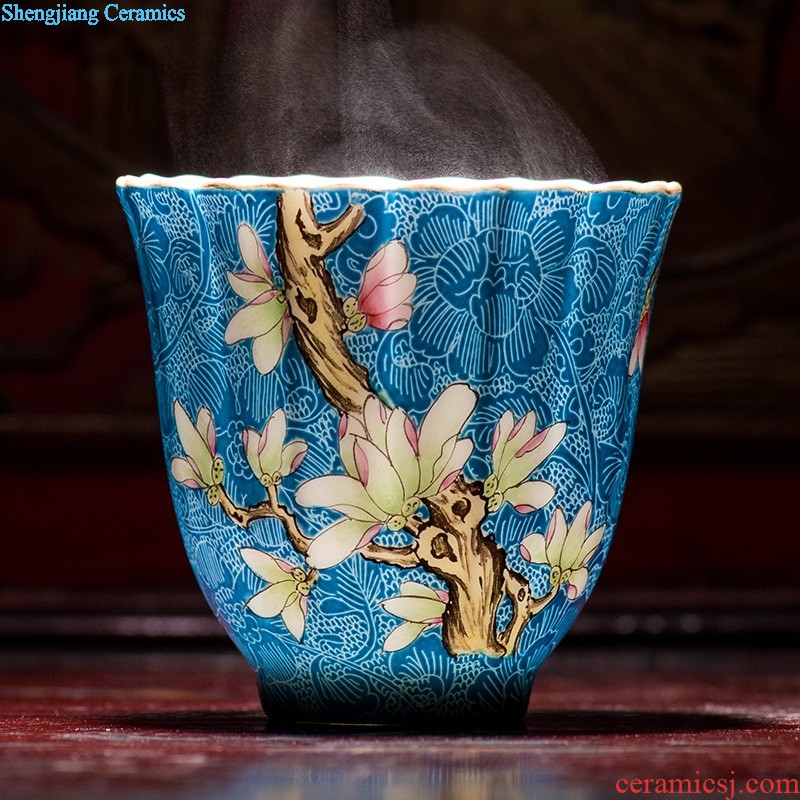 Hand painted blue and white square cup sample tea cup youligong jingdezhen ceramic kung fu tea tea service master cup by hand