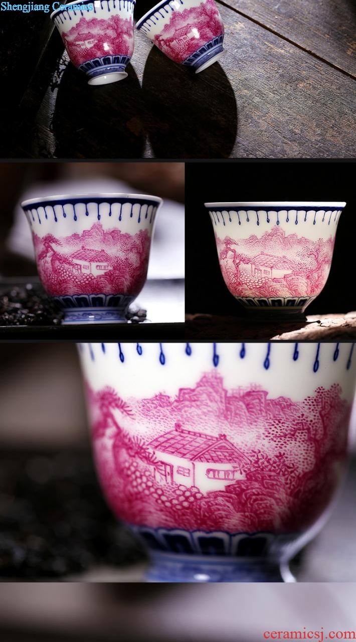 Kung fu tea cup Master sample tea cup cup of jingdezhen blue and white color bucket antique hand-painted ceramics make tea cup