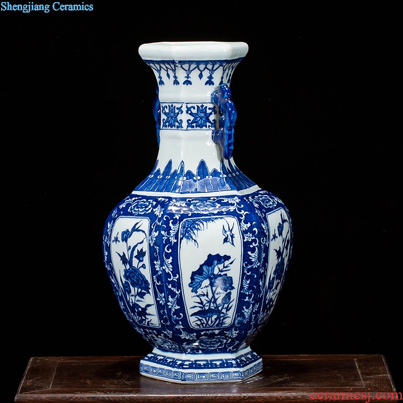 Jingdezhen ceramics vase antique blue-and-white large flower arranging new porch sitting room of Chinese style household act the role ofing is tasted furnishing articles