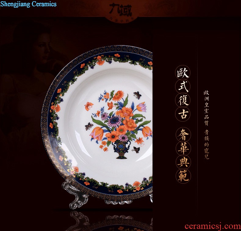 Nine domain of jingdezhen blue and white porcelain of fruit nut plate dry fruit tray double snacks of plate of the sitting room all the candy dish