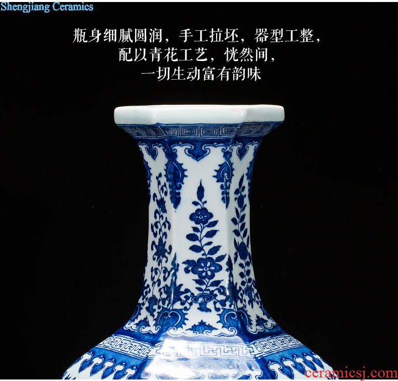 Antique porcelain sitting room Jingdezhen blue and white porcelain Archaize ceramic vase Viewing place vase vase planting