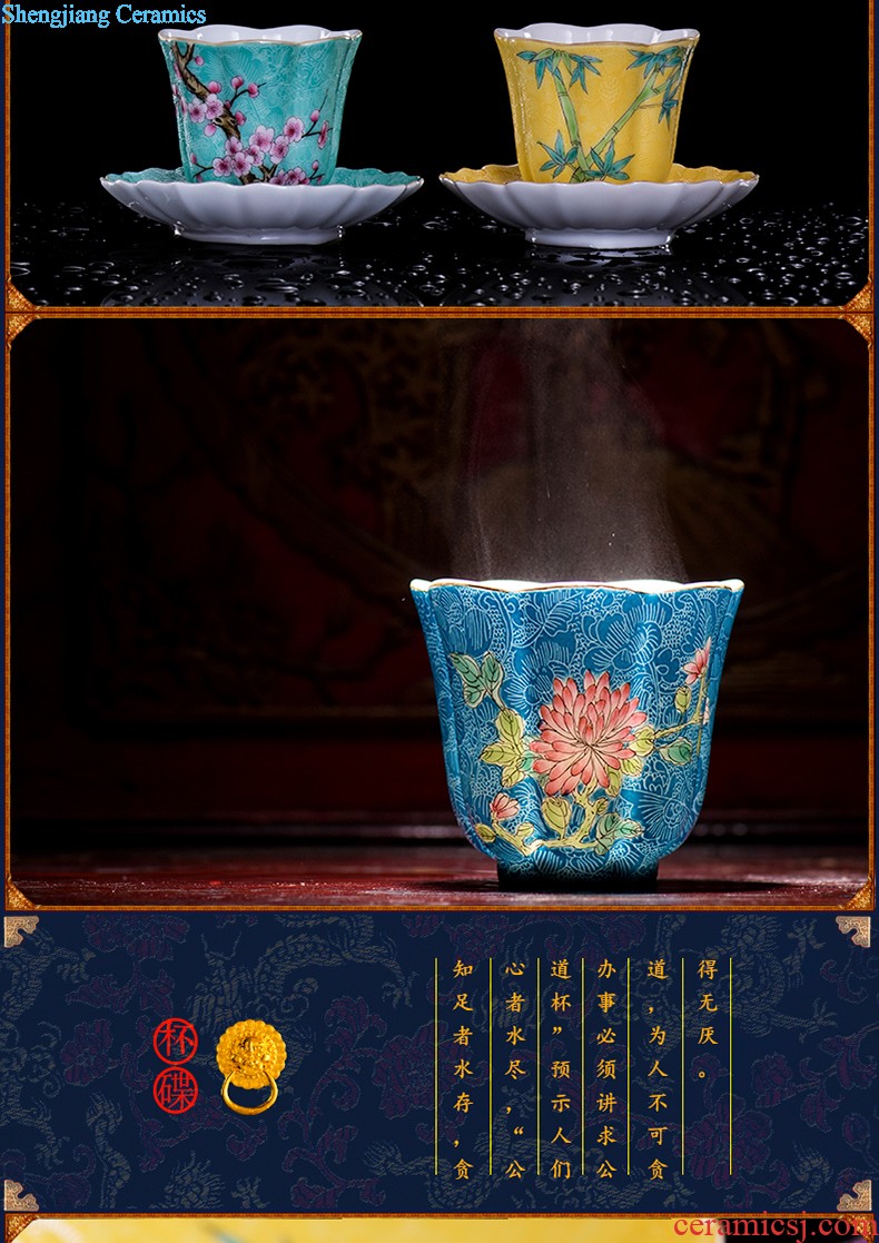 Jingdezhen ceramics tea cup bowl grilled pastel flowers single sample tea cup master cup hand-painted kung fu tea cups