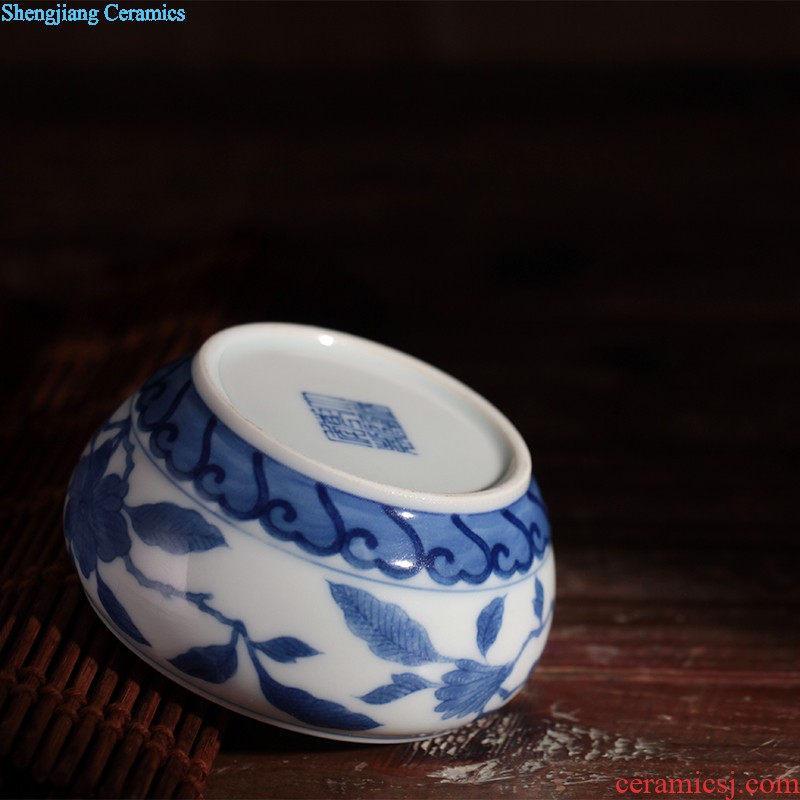 Blue and white dragon water lines Jingdezhen antique hand draw personal sample tea cup ceramic tea set kung fu tea cups