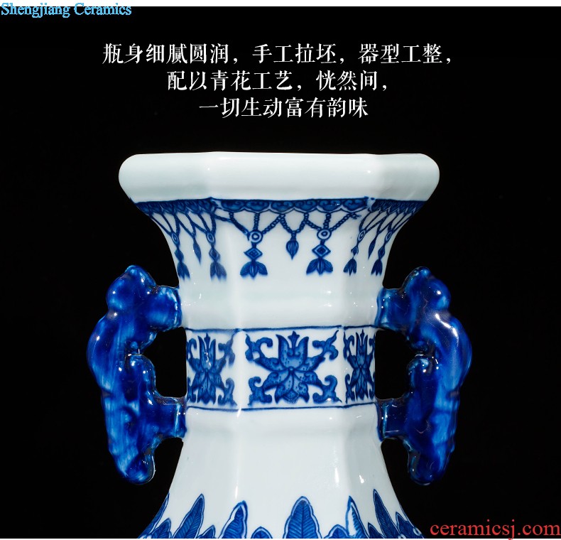 Jingdezhen ceramics vase antique blue-and-white large flower arranging new porch sitting room of Chinese style household act the role ofing is tasted furnishing articles