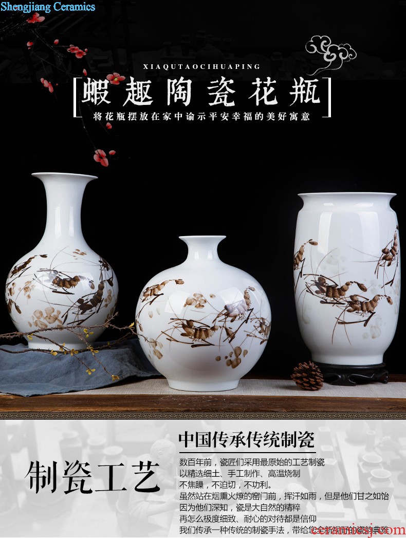 Jingdezhen ceramics hand-painted shrimp boring vase wine porch home decoration sitting room TV ark furnishing articles