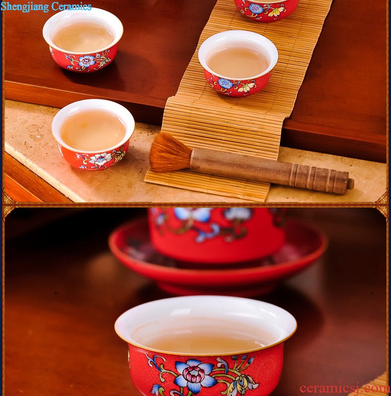 Jingdezhen ceramic nine domain of 10 tea set High-grade hand-painted tureen kung fu of a complete set of creative fragrance-smelling cup