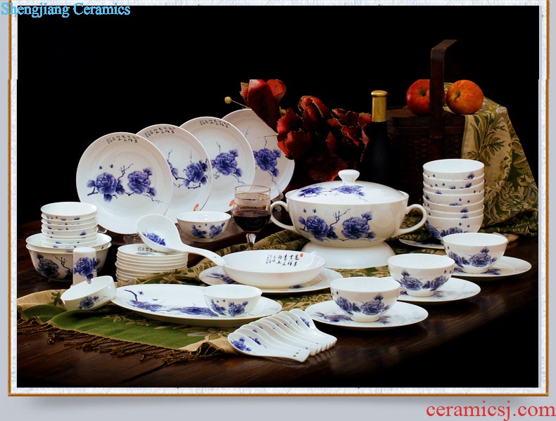 Household chopsticks tableware dishes suit Chinese porcelain porcelain of jingdezhen ceramic nine domain 56 skull dishes