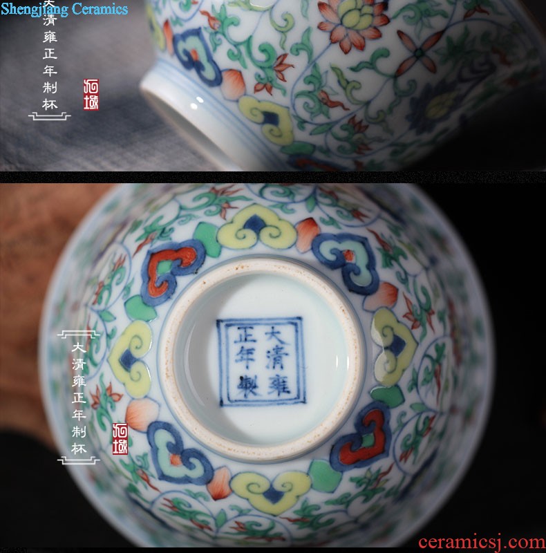 Jingdezhen nine domain hongyun landscape in the bell cup blue agate red tea cup sample tea cup personal kung fu cup