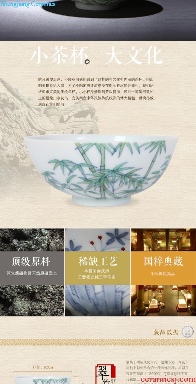 Jingdezhen blue and white tea tea set hand draw archaize nine domain of small cup Personal kung fu tea cup bowl sample tea cup