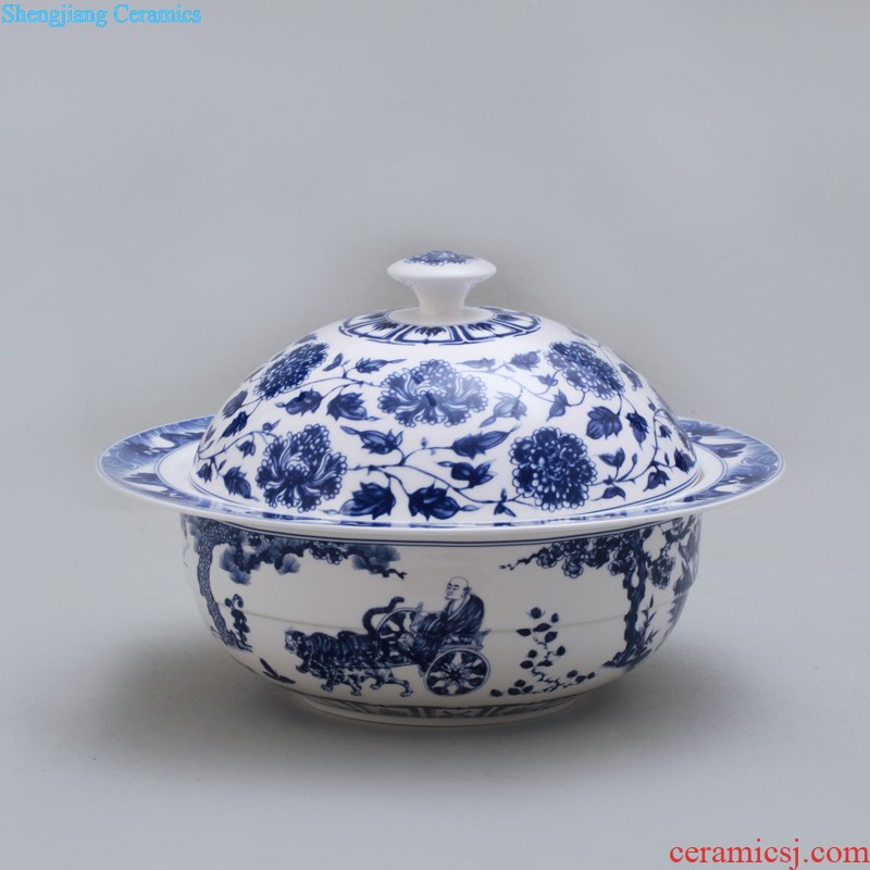 Jingdezhen ceramics bone porcelain tableware suit Chinese paint edge home dishes dishes 58 head tall bowl with a gift