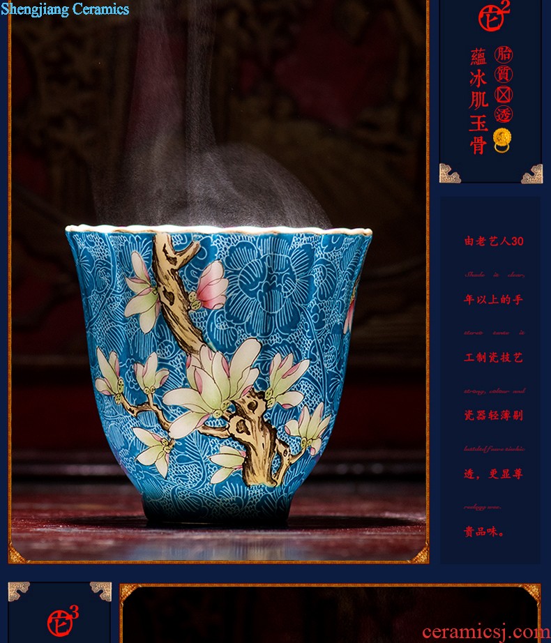 Hand painted blue and white square cup sample tea cup youligong jingdezhen ceramic kung fu tea tea service master cup by hand