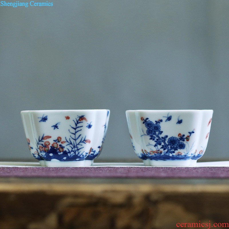 Jingdezhen single cup doucai dou color grape cup hand draw archaize ceramic tea cup sample tea cup